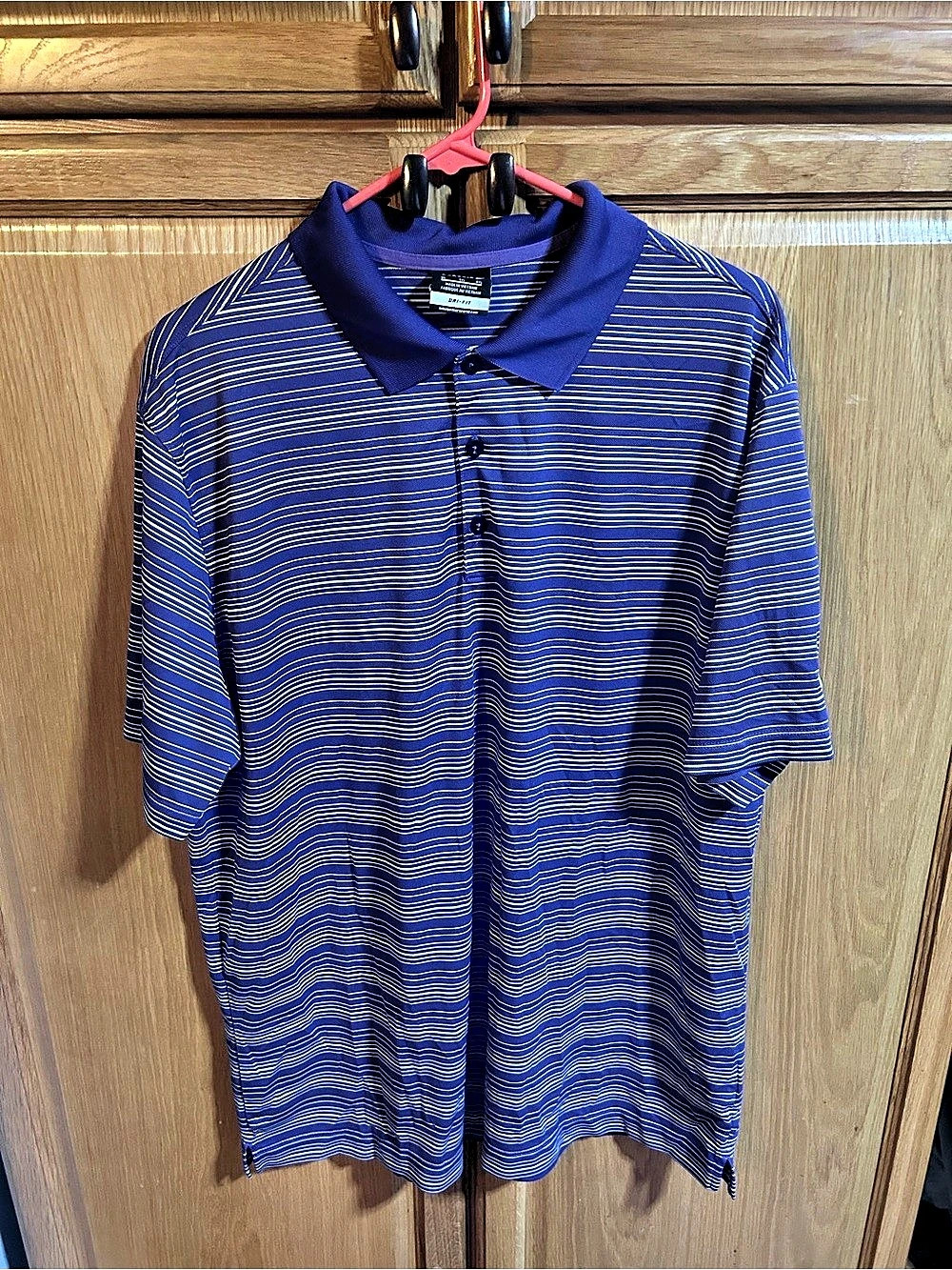Nike Golf Dri-FIT polo Striped Polo in Purple & White XL Like New